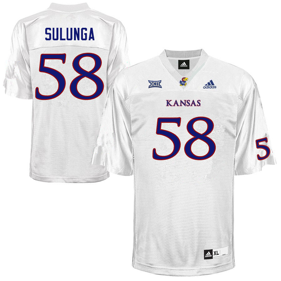 Men #58 Nahe Sulunga Kansas Jayhawks College Football Jerseys Sale-White